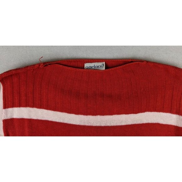 VINTAGE WOMEN'S ORANGE AND WHITE STRIPED PULLOVER SWEATER - GARLAND - SIZE M - Picture 7 of 14